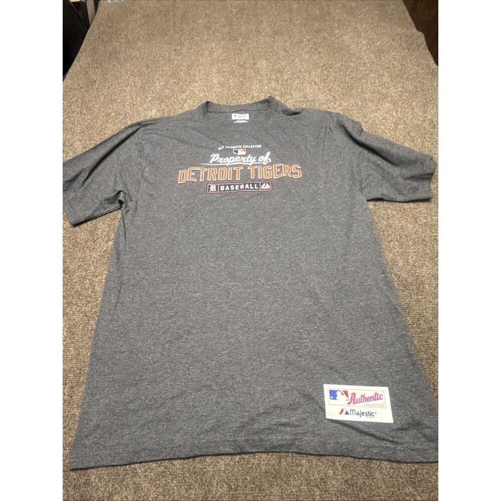 Majestic Detroit Tigers Mens Short Sleeve Crew Neck Gray T Shirt M NWOT